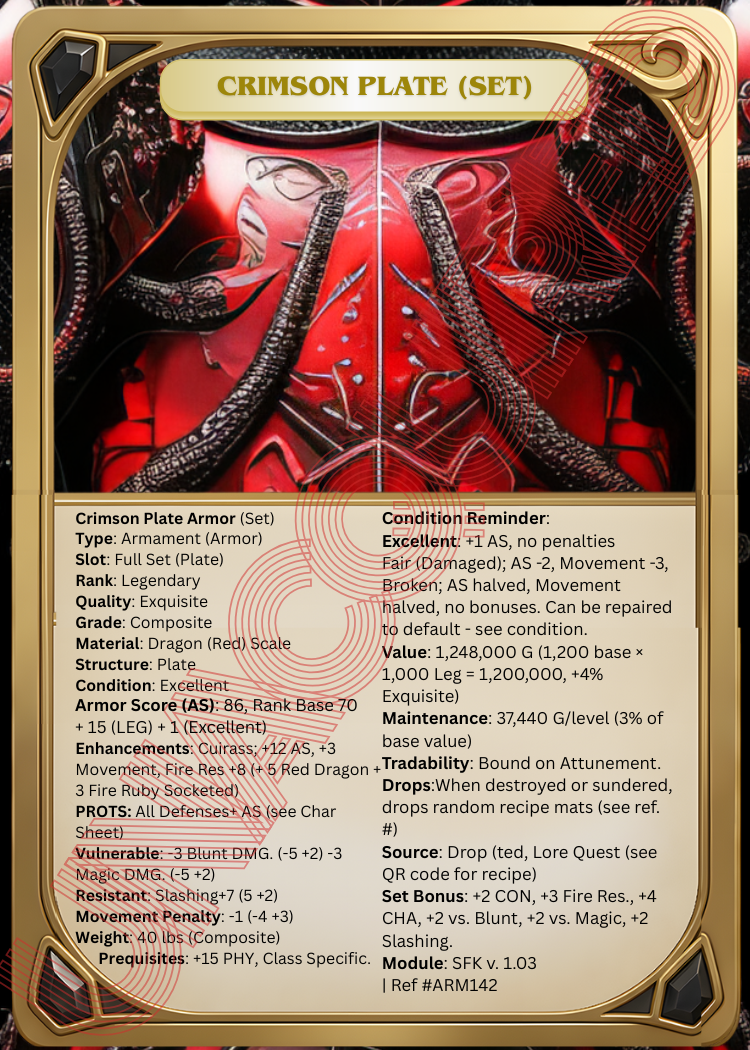 Crimson Plate Legendary Front